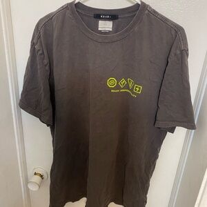 Ksubi Brown Tee with Neon Yellow Graphics